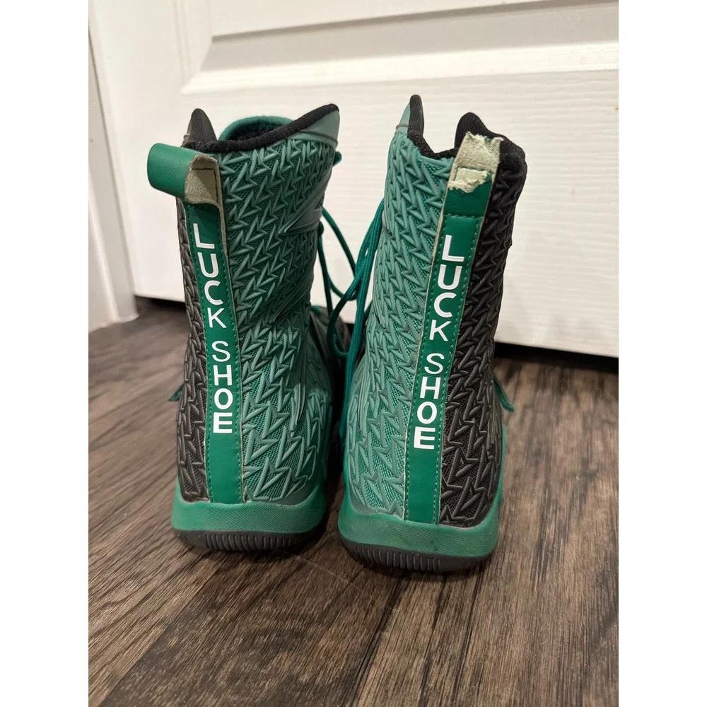 Luck Shoe Mens Wrestling Boxing Boots High Top Green Black Combat Training Shoes